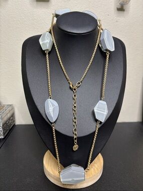 VINTAGE Graziano Signed Chunky Lucite Long Chain Necklace COSTUME JEWELRY